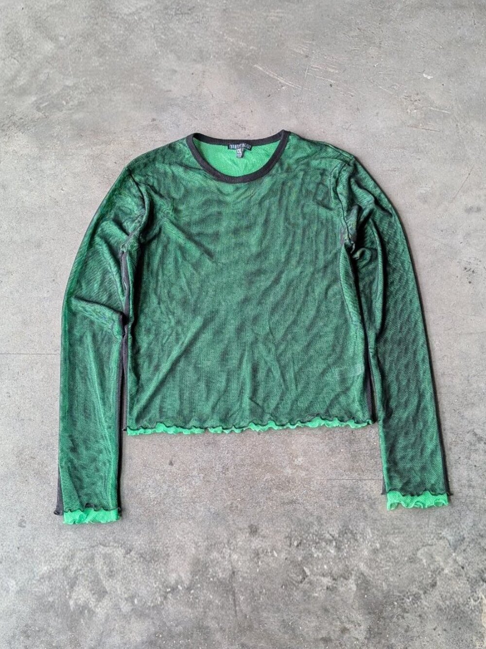 Dolls Kill Current Mood Rebel Calling Long Sleeve Top in Green Black size XXL